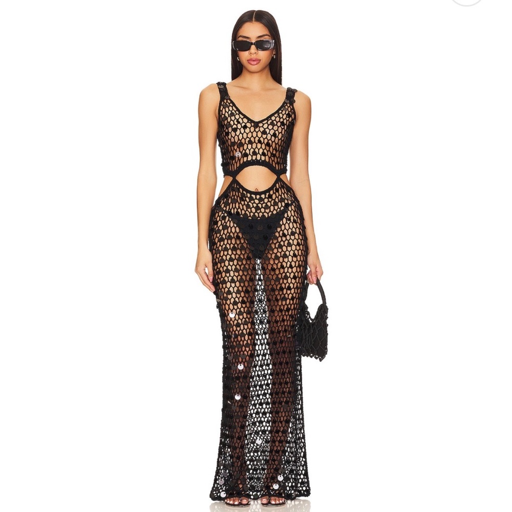 Superdown Black Mesh Swim Cover-Up